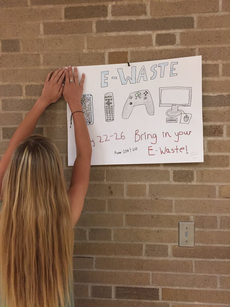 igessewaste's tweet photo. You can check out our e-waste posters all around the school!! #whs #ewaste #recycle #falcons https://t.co/nlIvcUb2of
