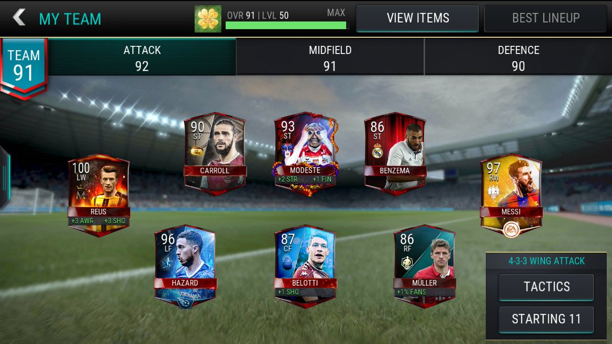 FCBDari's tweet photo. My Ultimate Team! Upgrade Coming Soon! #fifamobile #91rating @EAFIFAMOBILE https://t.co/OZaTMxXSvJ