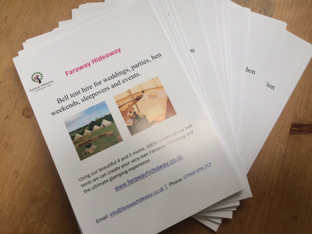 farawayhideaway's tweet photo. Got our new leaflets today.
#Glamping # bell tents # gloucestershire #Herefordshire #outdoors #event https://t.co/K3bQgSmGwH