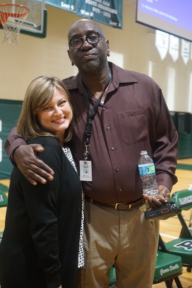 PlaquemineHigh's tweet photo. Honoring Coach Lane this morning at PHS.  
#phs #IPSBproud https://t.co/UZrB0PJTMG