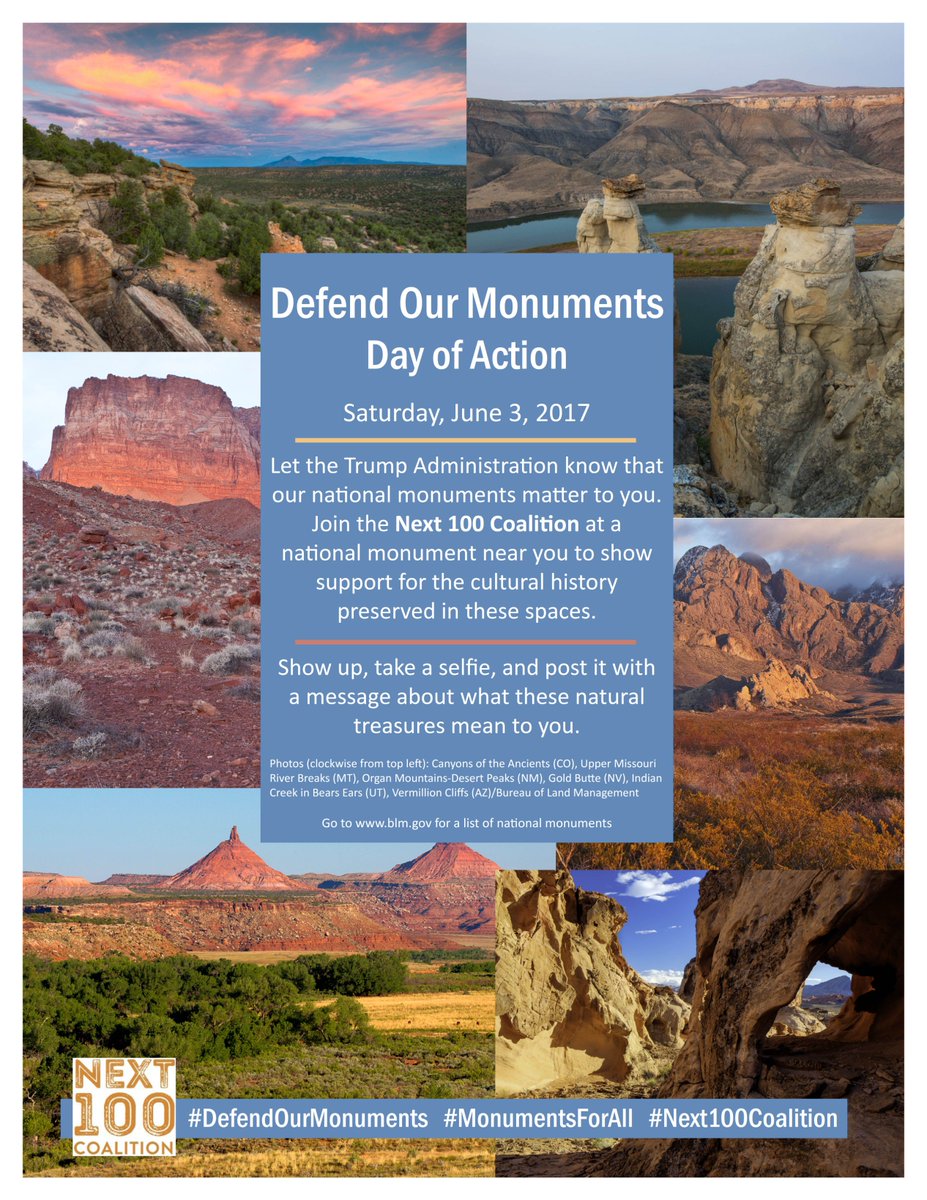 Show support for our nat'l monuments &amp; public lands. Join an event on June 3 or start your own! #DefendOurMonuments next100coalition.org/events-defend-…