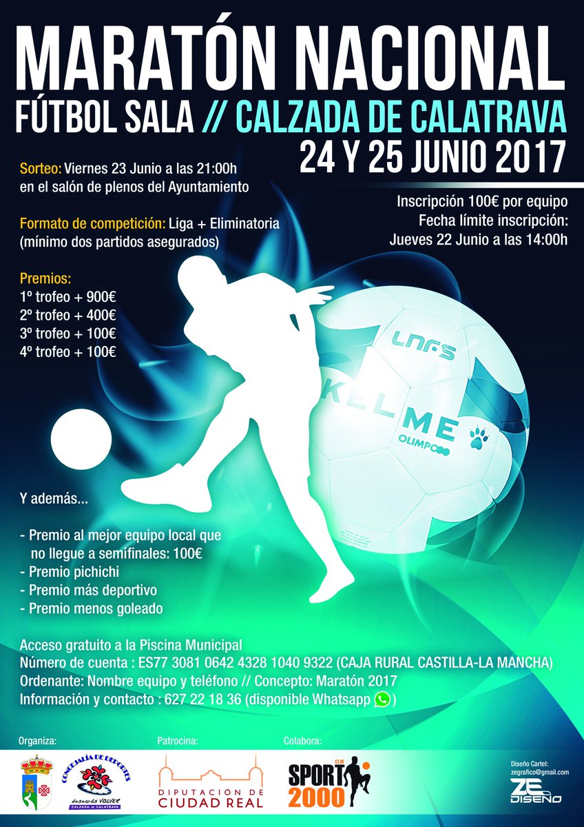CDECALZADACF's tweet photo. @wikiCR @Miciudadreal_es @CDAldeadelRey @Loix84  @AdriiMorales_93 @arreaza19 MARATÓN FUTSAL 2017 RT!!! https://t.co/2hBPWxLjPw