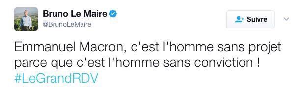 L'Imposture Macron (@nomacron) on Twitter photo 25/05/2017 22:10:31 Ministre de l'opportunisme : je nomme Bruno Le Maire ! #ImpostureMacron Ministre de l'opportunisme : je nomme Bruno Le Maire ! #ImpostureMacron