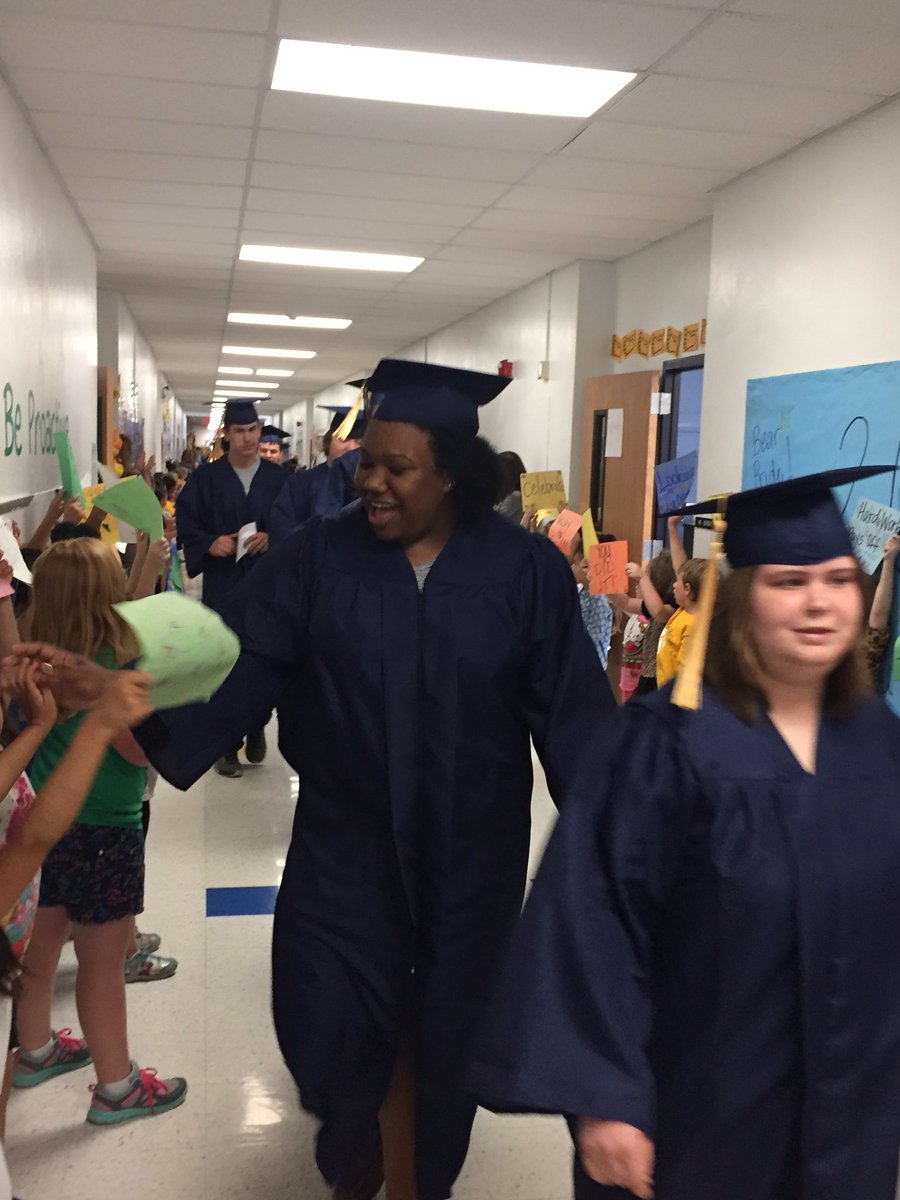 Riggs2Mrs's tweet photo. Students at Ott Elementary celebrated graduation with the seniors today. #ISDstrong #ottcubstrong https://t.co/ZnlaDGToKn
