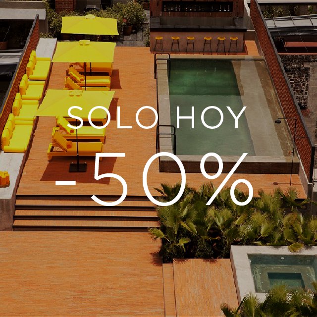 ¿Sabes qué día es hoy?
¡Solo HOY todos* nuestros hoteles con -50% !
Llama al 01 800 400 8484 #LuckyDay