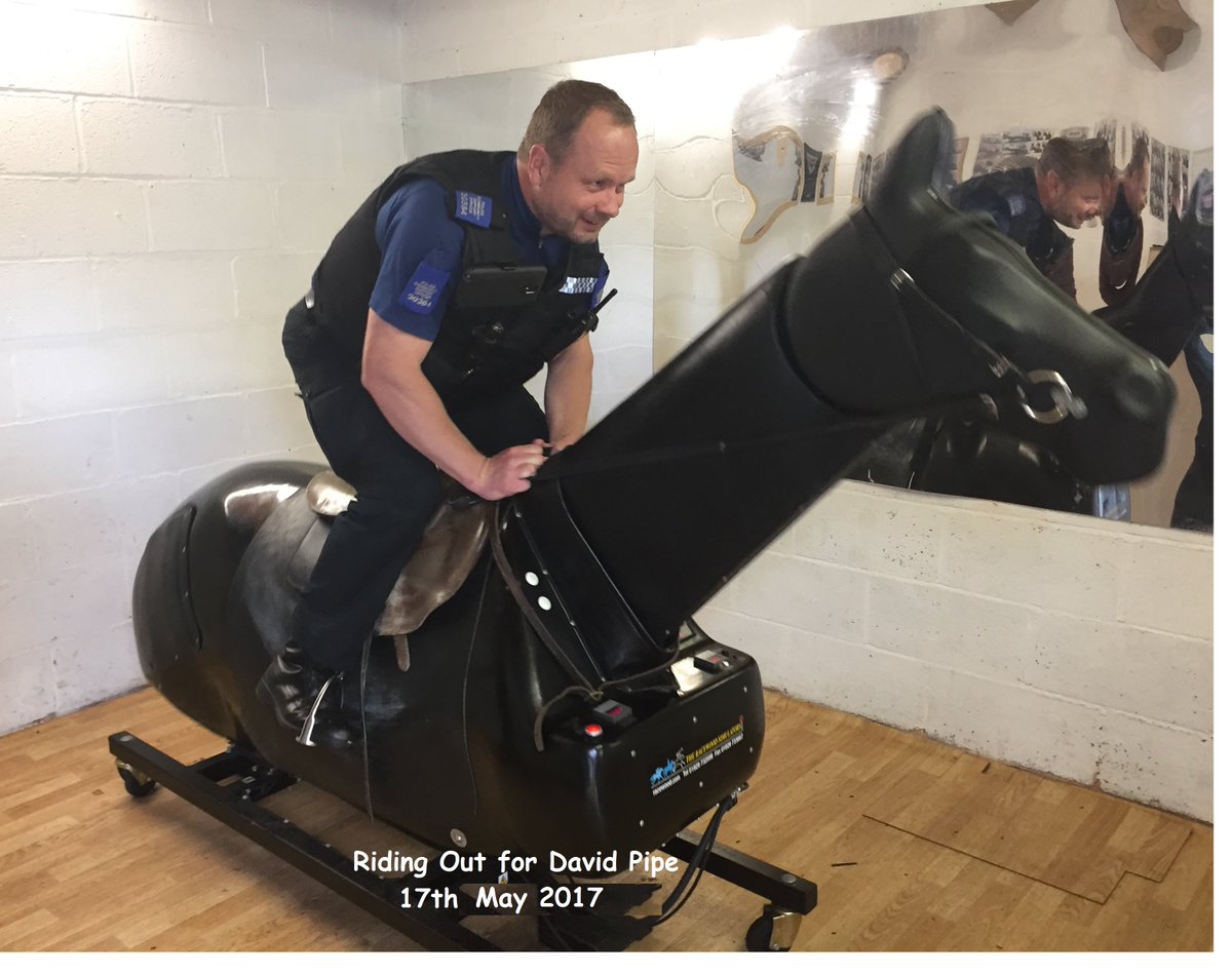 DavidPipeRacing's tweet photo. Not even the law escape Pond House without a ride on the Equicisor!! #Thanksforyourhelp #GoodSports #DevonCornwallpolice https://t.co/DCnvzYo82x