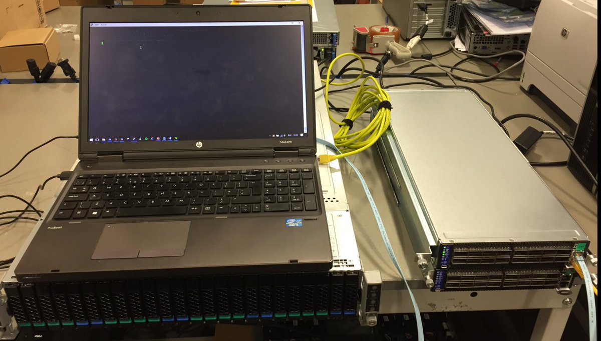 Vespertec's tweet photo. Using ONIE to load Cumulus NOS on Mellanox SN2100 100G 1/2wdth switches for POC. HW was running MLNX-OS but we can change it-beauty of SDN! https://t.co/OKT5MP6tR1
