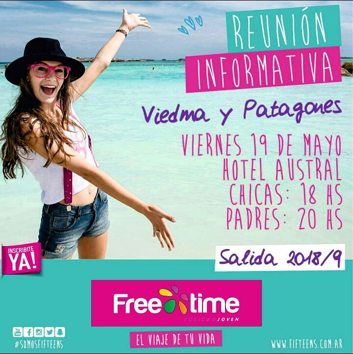 FreeTimeViajes's tweet photo. Quinceañeras 2018/19!!!
Gran reunion informativa
Este viernes te esperamos a las 18 hs en el Hotel Austral. https://t.co/MSfXzaIoiD