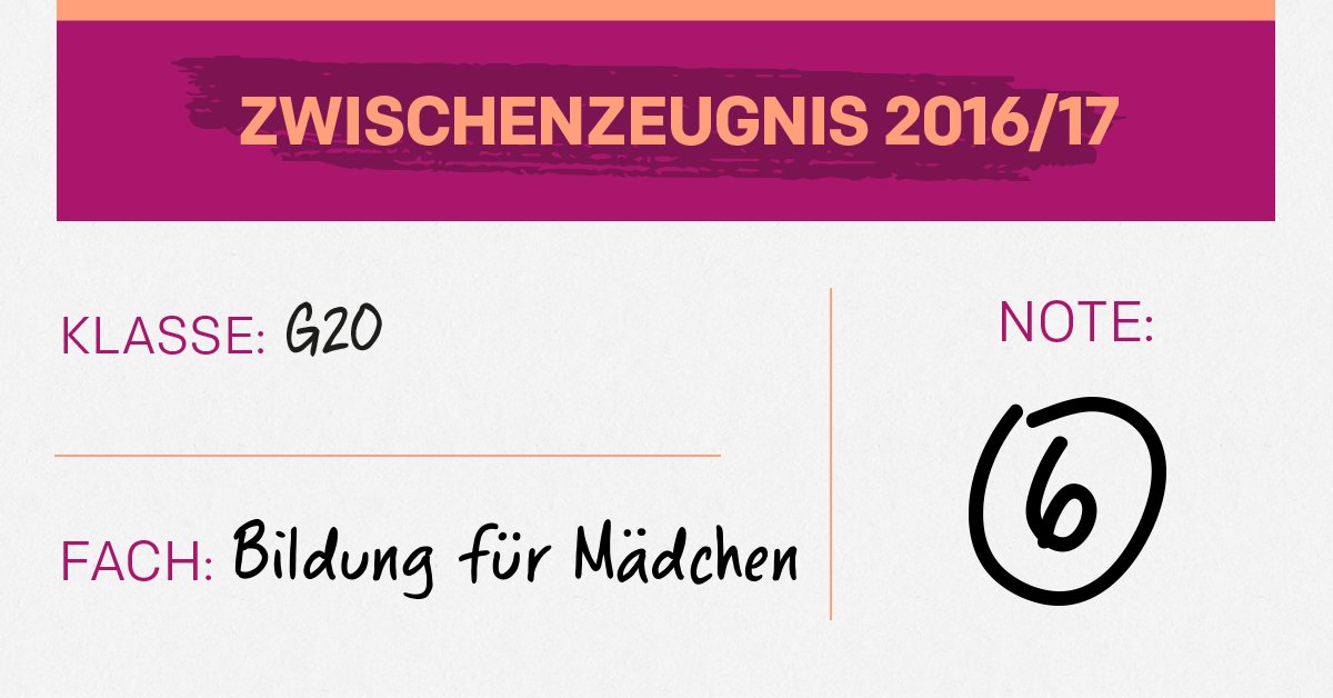 ONEDeutschland's tweet photo. 130 Mio. Mädchen gehen nicht zur Schule. @RegSprecher: Bereits 76.000 Menschen fordern die G20 auf, das zu ändern https://t.co/EdHztELtRr https://t.co/QsFWUaTo8I