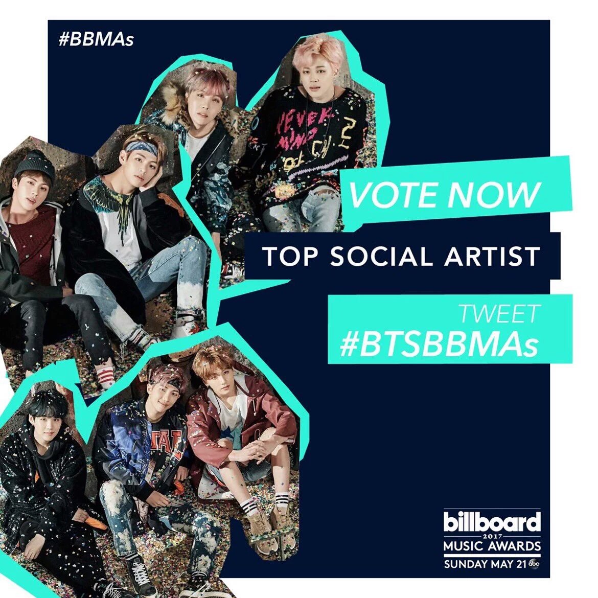 CookieDoKooK_'s tweet photo. RT if you vote @BTS_twt as Top Social Artist at the 2017 #BTSBBMAs https://t.co/oHwqgtQt9e