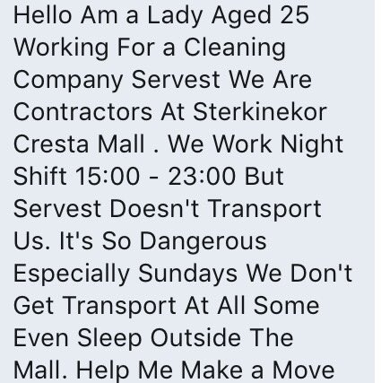 tumisole's tweet photo. #ServestSA
@Servest_SA @servest_uk @sterkinekor how is this happening in 2017 given violence against women. Sort it out https://t.co/cDPknK3SeK