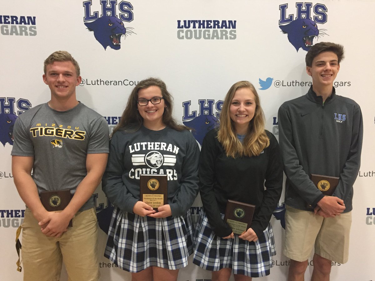 LutheranCougars's tweet photo. Congrats to our May Students of the Month Jake R, Claire J, Caroline J, and Robert F! #cgrpride https://t.co/jVpTLWWypK