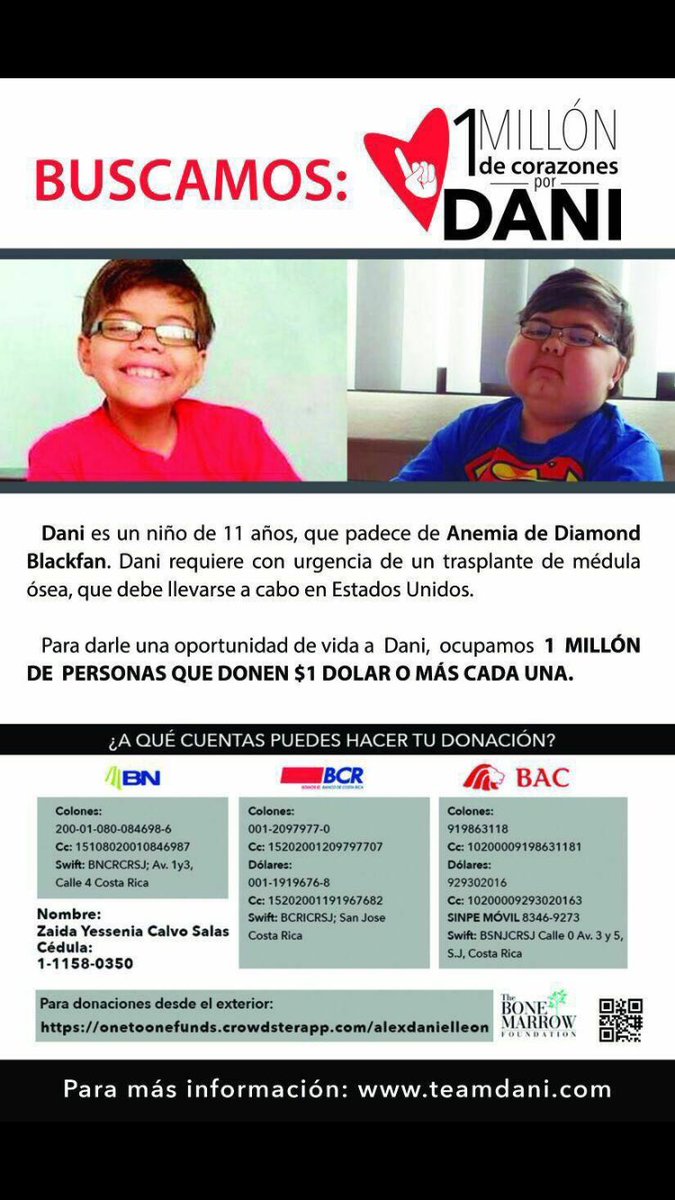 jorge8martinez's tweet photo. Amigos, Dani ocupa 1 millón para su operación. Si donamos un dólar cada uno o más, le ayudamos muchísimo. Hagamos cadena por #TeamDani https://t.co/isn5Y8JDEg