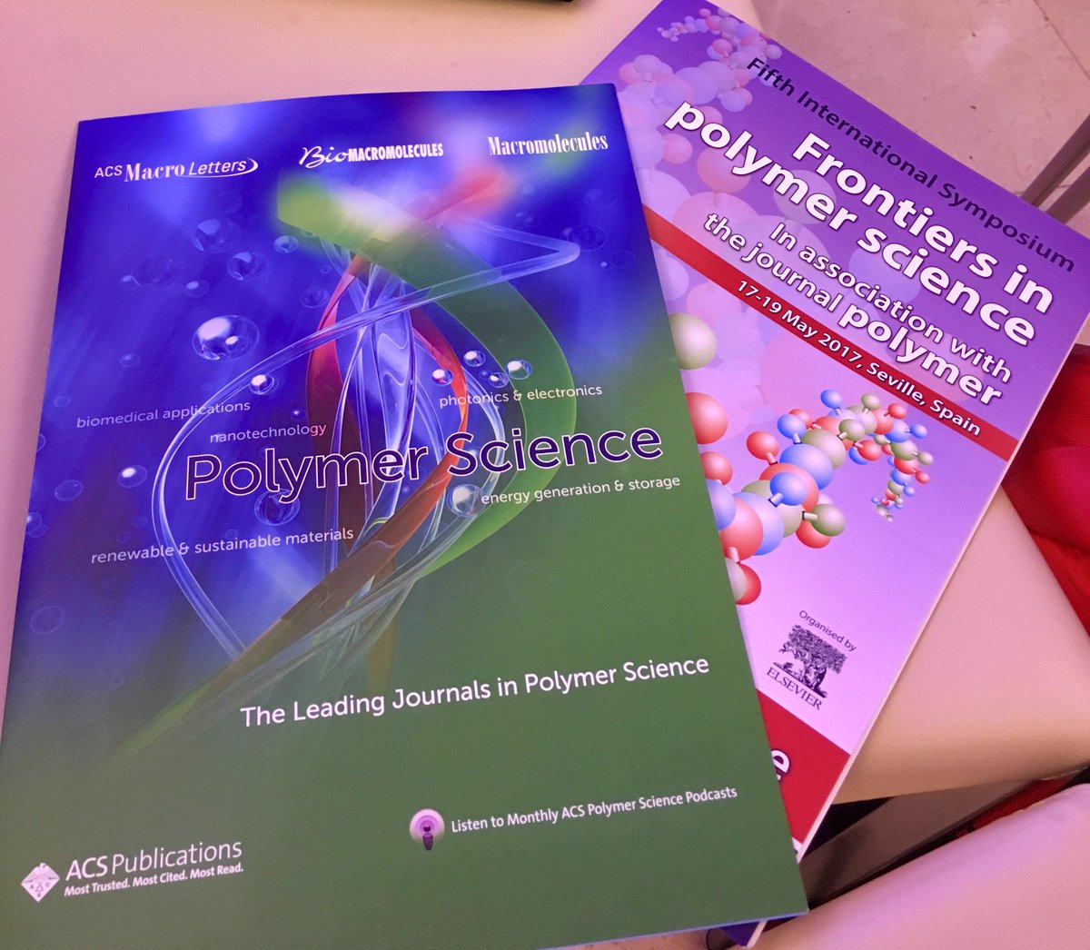 MacroJrnls_ACS's tweet photo. Attending Frontiers in Polymer Science meeting in Seville? Come say hello to our EIC Tim Lodge &amp; Managing Ed. Paulomi Majumder! #Polymer2017 https://t.co/74scbertHc