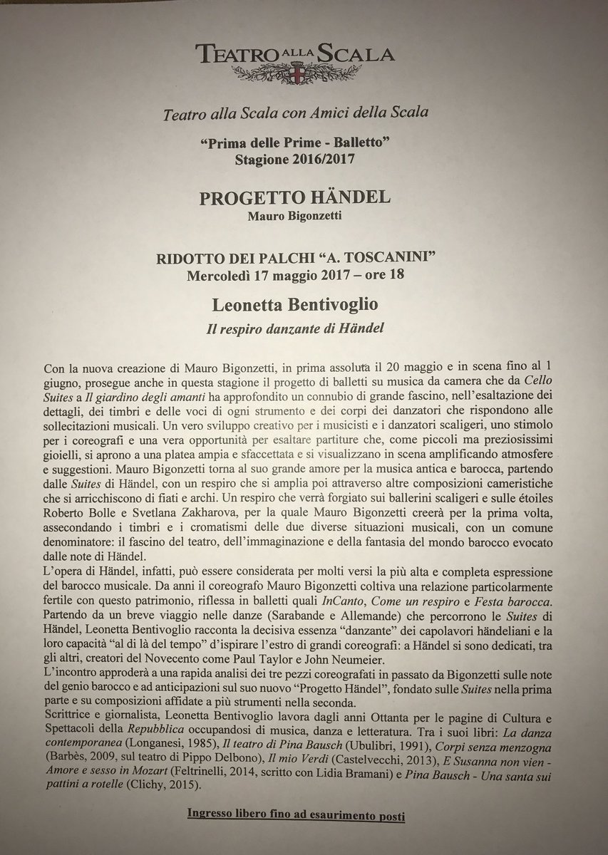 teatroallascala's tweet photo. Prima delle Prime su #ProgettoHändel / Public Talk about #HandelProject in scena dal / onstage from 20 maggio/May https://t.co/JCqbzaFU4C