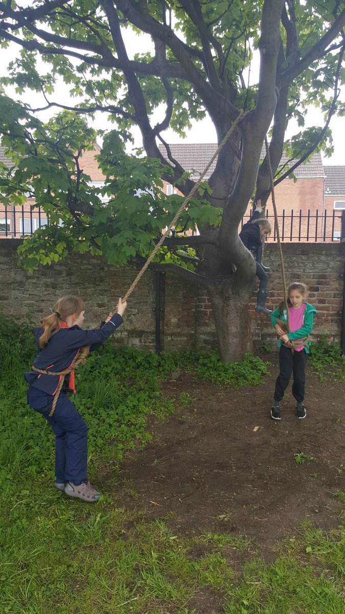 GreenTimeFS's tweet photo. Experimenting with counterweights &amp; harnesses and a bit of den building today! @ursulineprimary @ForestSchoolUK https://t.co/6MEfu06ghy