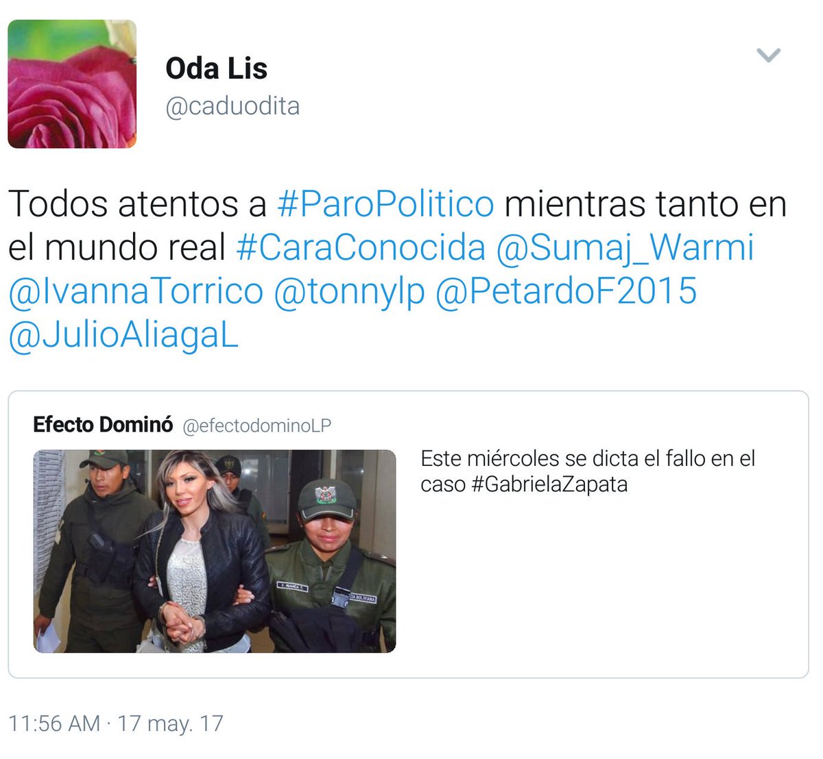 malditoMASISTA's tweet photo. Atentos 
#GabrielaZapata se burlará de #Bolivia https://t.co/EmHRKGCtwU