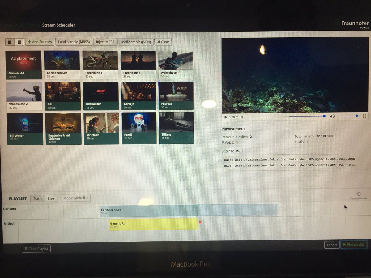 NicolasWeil's tweet image. #FOKUSMWS Who said there's no ad insertion  solution for DASH on the market? @yospacedotcom and @fraunhoferfokus are on it #DASHforward