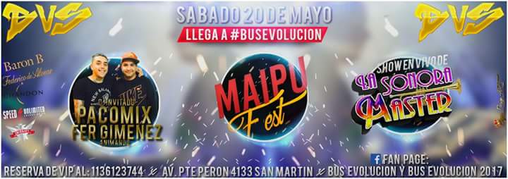 FiammaRodrigu10's tweet photo. Este sabado 20 de mayo se viene una noche increible de la mano de ellos #MaipuFest #SonoraMaster #PacoMix &amp; #FerGimenez https://t.co/xFKW3CRBv8