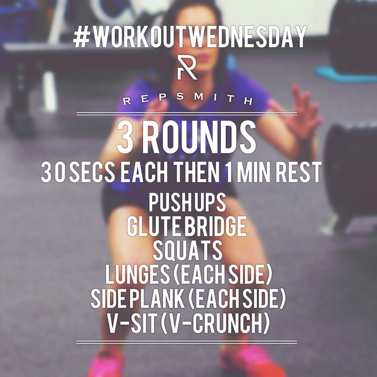 RepsmithCo's tweet photo. Need a quick 12 min fat burning workout? 3 Rnds: Work 30 sec each exercise. Rest 1 min then start over. #WorkoutWednesday #fitness https://t.co/Ajxer7HlmM
