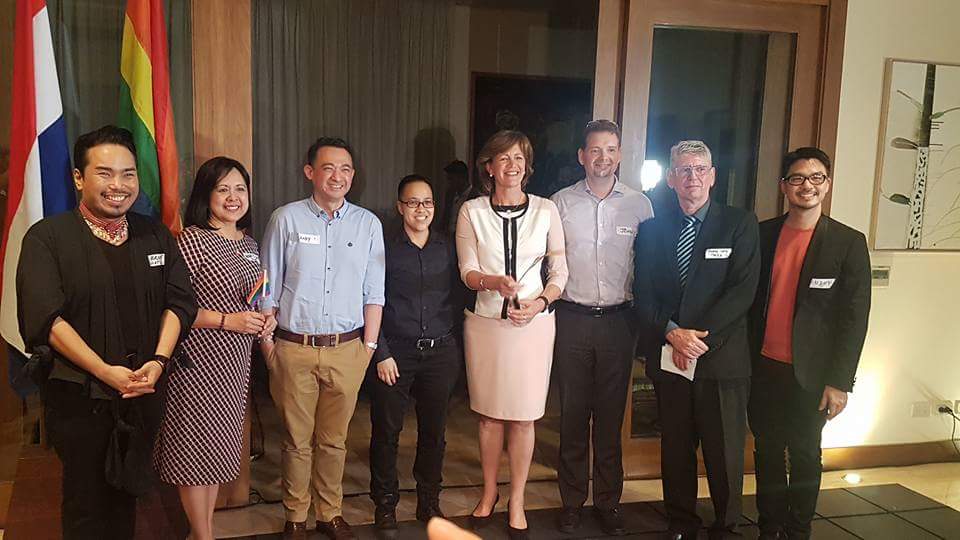 SideBPh's tweet photo. Side B represented at the Out In Business event organized by the Dutch Embassy in Manila. #outinbusiness #IDAHOT #LGBTChamber #sidebph https://t.co/cA24cou0dQ