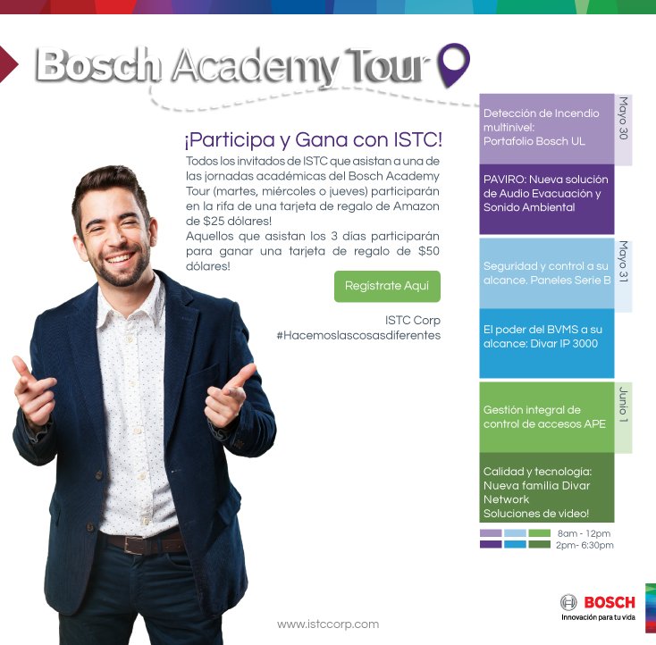 ISTC_Corp's tweet photo. Aprende y gana con ISTC! Regístrate hoy: https://t.co/Tg5taWmXrK #EventosISTC #Bosch #Seguridad #DistribuidoresNo1! https://t.co/GOlLHCv5nk