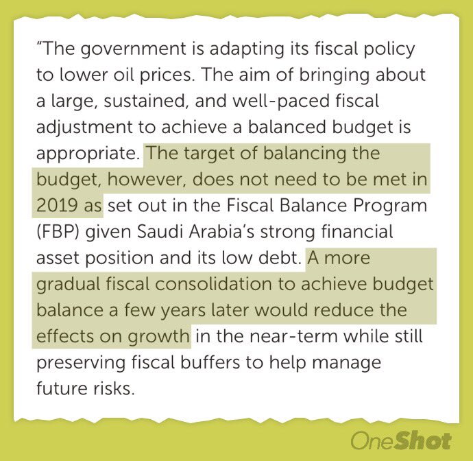 JavierBlas's tweet photo. You don't read this every day: #IMF tells #SaudiArabia to reduce its fiscal deficit more SLOWLY than what Riyadh is aiming. #oil #OOTT #OPEC https://t.co/B4MKSobB3s