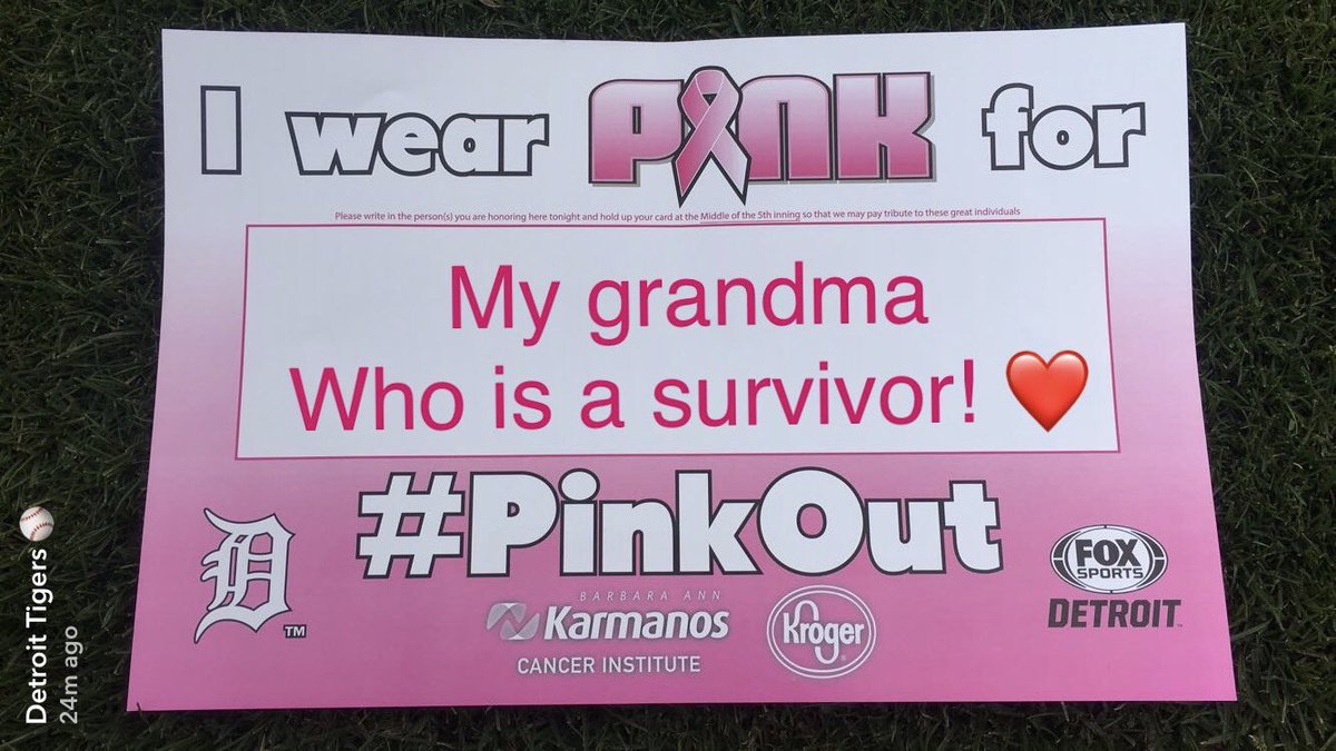 KhrystenC's tweet photo. ❤️💪🏼💕 #Tigers #detroittigers #pinkoutthepark #breastcancerawareness https://t.co/AqTmzMgmZt