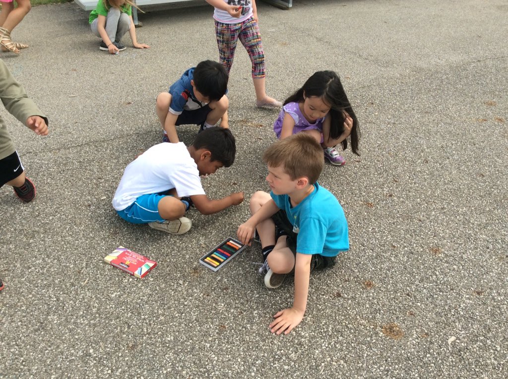 ELIwithMrsK's tweet photo. Day 3 of #wordlessweek - we read the book Chalk and then drew with chalk outside @ceDCSD https://t.co/kR2KebwALP