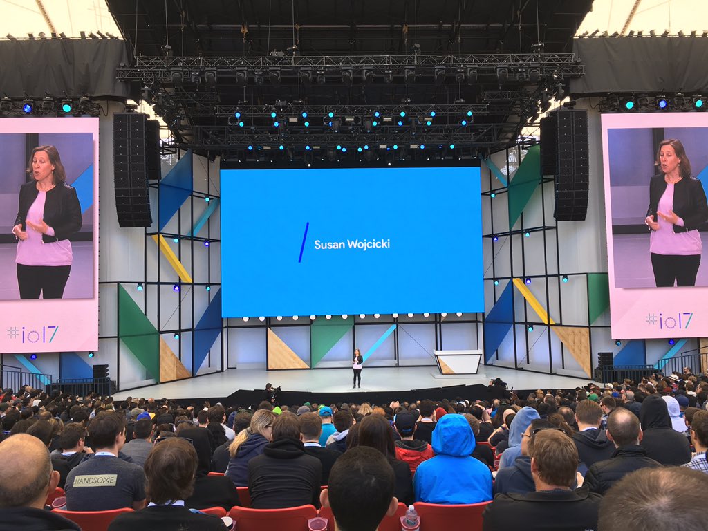 KseniiaS's tweet image. Susan Wojcicki on stage to share updates on YouTube #google #io17 #gdgdnipro
