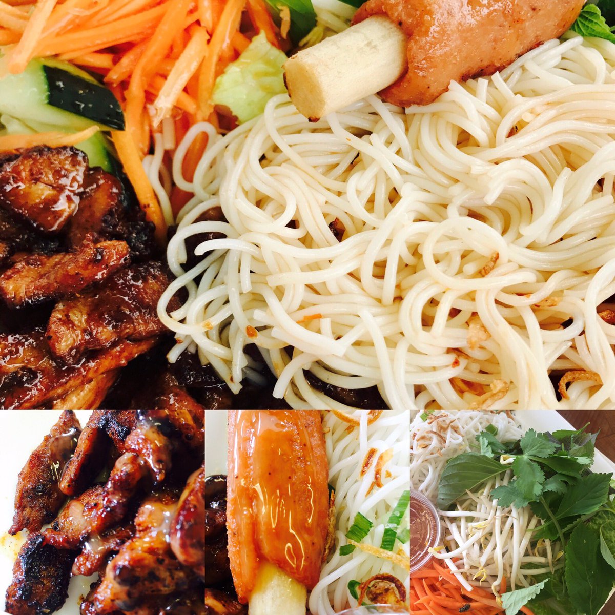 Thebskitchen10's tweet photo. We have today grilled pork and shrimp moussed on sugar cane with rice vermicelli,bean sprout,Asian herbs...@ 5000 Burnet Rd 78756 https://t.co/kLUkSw95re