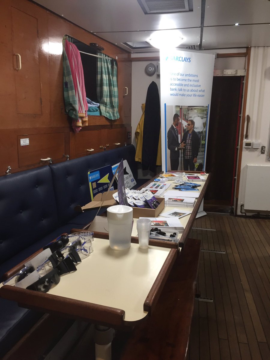 Diisagrac33's tweet photo. Accessibility stand all set up and ready at Bristol in the lower mess on The Lord Nelson #RBV2017 @JubileeSailing @BarclaysAccess https://t.co/r8JPAbBpU4