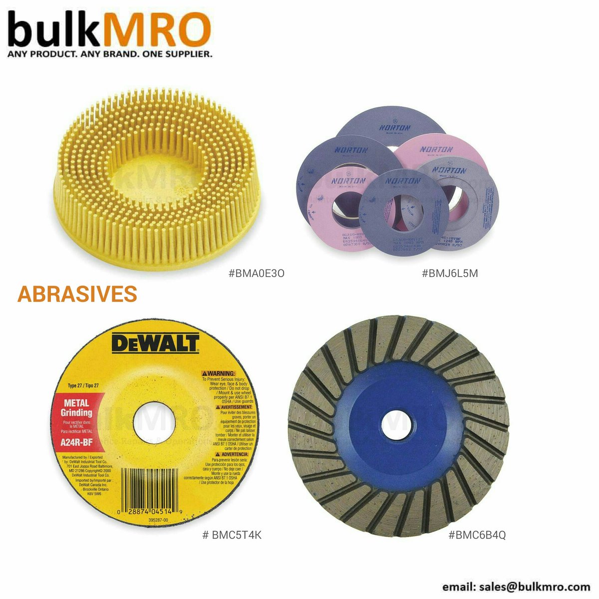 bulkMRO's tweet photo. #Abrasives #b2b #b2c #mktg #startups #SME #SMB #aero #cnc #amtda #erp #imts #iso #jobshop #mfg #mtd #miling #mfg #mtd #sm #usmtc #bulkmro https://t.co/vC9QglWxtu