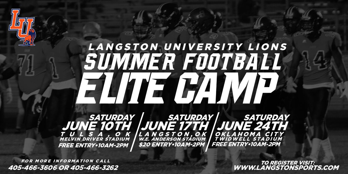 LangstonSports's tweet photo. #LUFB to host 3 Summer Camps https://t.co/M83AwsgNbJ #goLions #ElevateLU https://t.co/MSK3mTVJ9Y