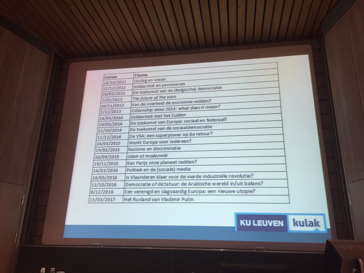 PietDesmet's tweet photo. 20ste editie van Tweespraak. Indrukwekkende line-up. Chapeau bas voor organisator @VanHeckeSteven @KULeuvenKulak https://t.co/0t1pHQkKFs