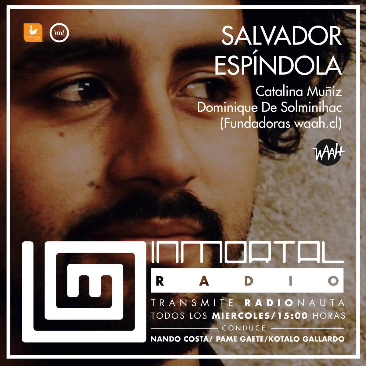 sesioninmortal's tweet photo. Hoy tendremos a Salvador Espíndola y la plataforma musical @WAAH_cl como invitados.Todo esto y más, por @NautaOnline 😁¡Atentos al streaming! https://t.co/7ftey902gA