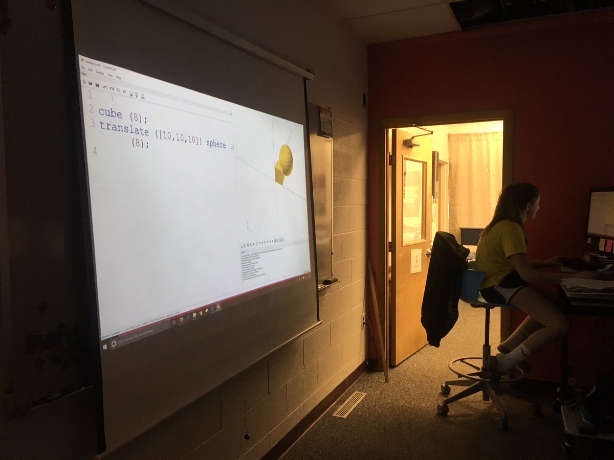 RyanZlomek's tweet photo. Kicking off our final unit in Computer Graphics with students teaching each other how to model and code in @openscad https://t.co/qxGzHtpbS4
