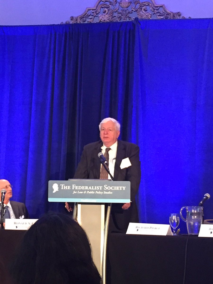 RegStudies's tweet photo. #RegStudies scholar & @gwlaw prof Dick Pierce discusses judicial deference & congressional action at annual @FedSoc exec branch review conf. https://t.co/NRzSbMBSwz