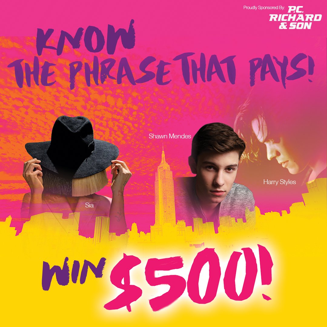 Are you ready to win $500 PLUS $250 to <a href="/PCRichardandSon/">P.C. Richard and Son</a> 🙌Make sure you know #Z100PhraseThatPays: bit.ly/Z100Phrase 💰💞