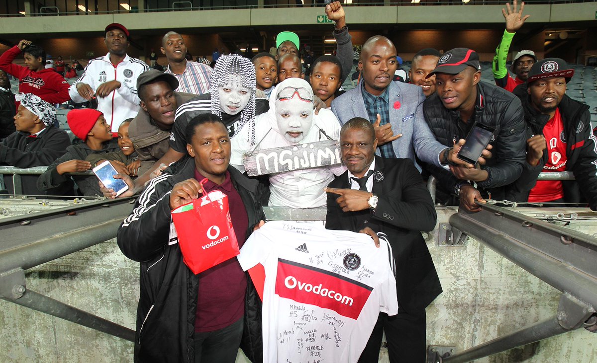 VodacomSoccer's tweet photo. Phinda mzala! Luzuko walked away with a signed @Orlando_Pirates jersey plus a jersey for his friend Sam. Halala! ๐๐พ #POWER2BUCS. https://t.co/RS6M0pu5fr
