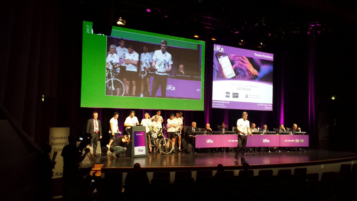 PCRonline's tweet photo. Great job to the @HeartValveVoice team - hope you get a good rest tonight! #HVVCycle17 #SupportPat #EuroPCR https://t.co/JZsYY1VrQz