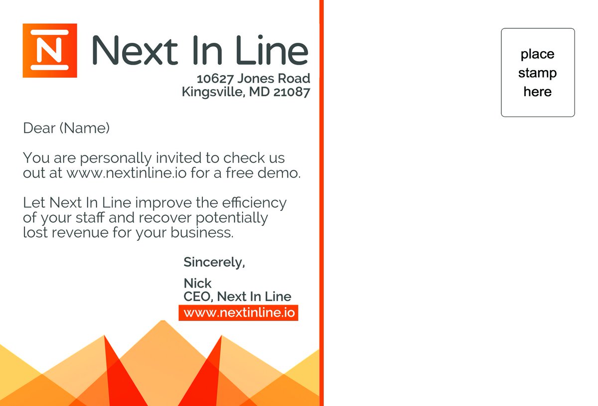 URNextInLine's tweet photo. #NextInLine is happy to have @ModernPostcard working with us on our #directmailer #marketing #strategy to create more #leads https://t.co/bfBNqJnj4c