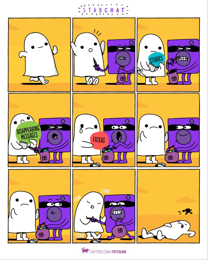 pictoline's tweet photo. Primero fue Stories👻

Luego los mensajes que desaparecen👻

Ahora Instagram ha añadido Filtros👻

Mientras tanto Snapchat...👻😲💀 https://t.co/0V0M9n7OUd