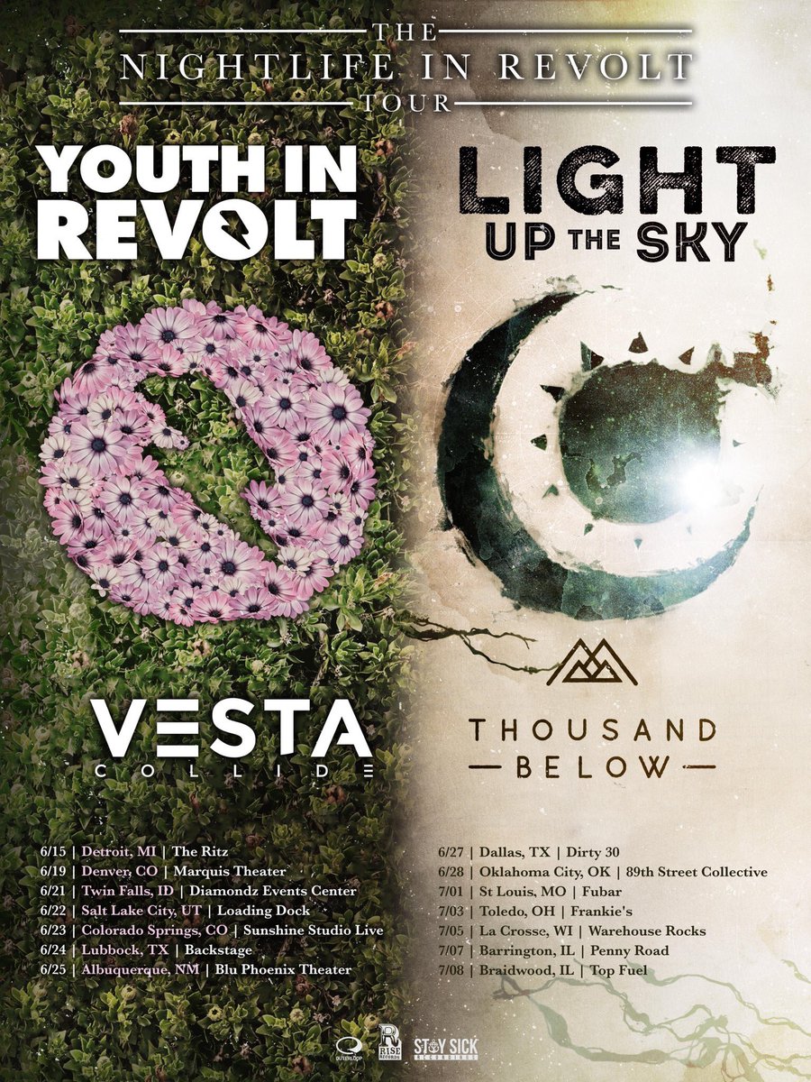 VestaCollide's tweet image. TOUR ANNOUNCEMENT! Here are the dates!

Catch us on tour this summer w/ Youth In Revolt, Light Up The Sky and Thousand Below! More dates TBA