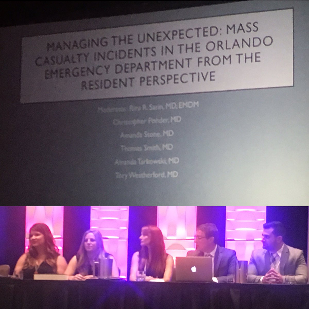 ormcEM's tweet photo. Resident graduates (now fellows!):  talking about resident perspective on the Pulse nightclub shooting in Plaza G now! #saem17 https://t.co/HytXep9cj0