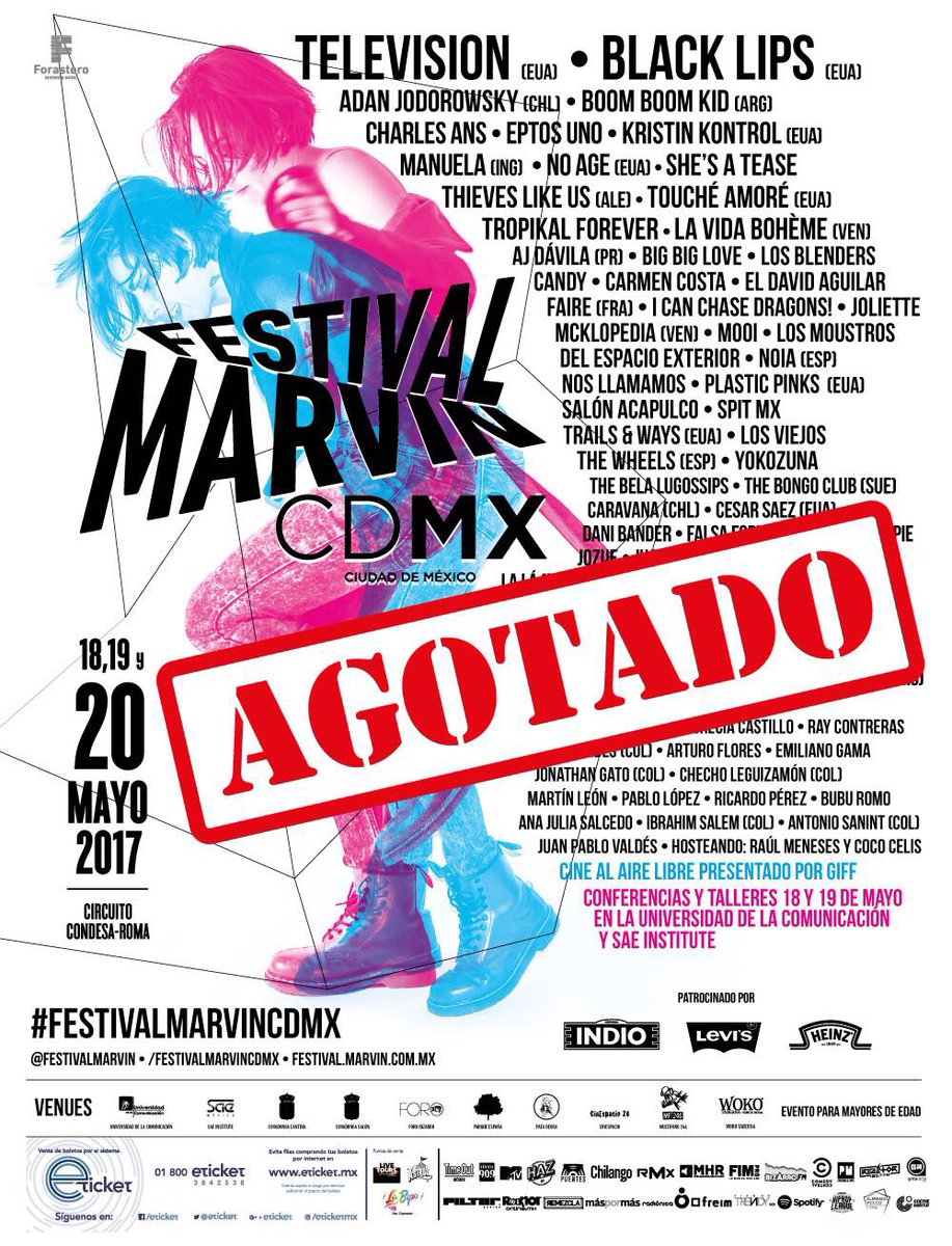 El #FestivalMarvin es sold out pero tenemos pases para los 5 RTS que tengan más likes mañana a las 10pm 💖🌈 #dnafestivals GO!