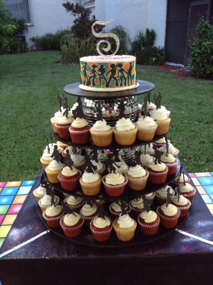 70's Disco Theme Cake &amp; Cupcakes. Where are all the 70's babies??