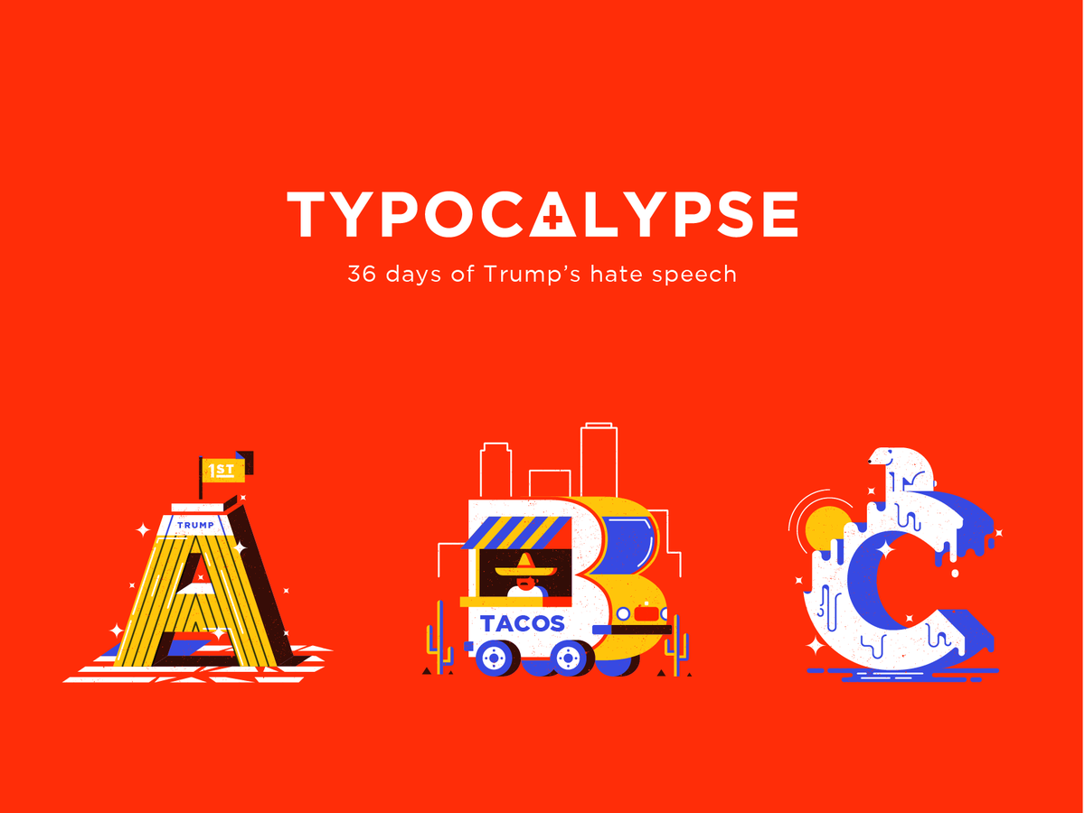 orangedotcrea's tweet photo. #Typocalypse es el nombre de la tipografía en abecedario basada en el discurso que ayudó a #DonaldTrump a ganar la presidencia. 💡 https://t.co/0S8AU04ErH