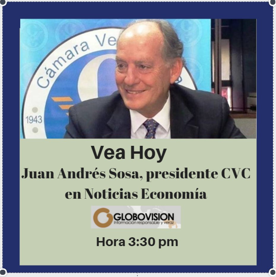 CVConstruccion's tweet photo. #Entrevista | Juan Andrés Sosa #PresidenteCVC estará hoy #17may a las 3:30 pm en @economia_gv por @globovision https://t.co/3HTF60a10e