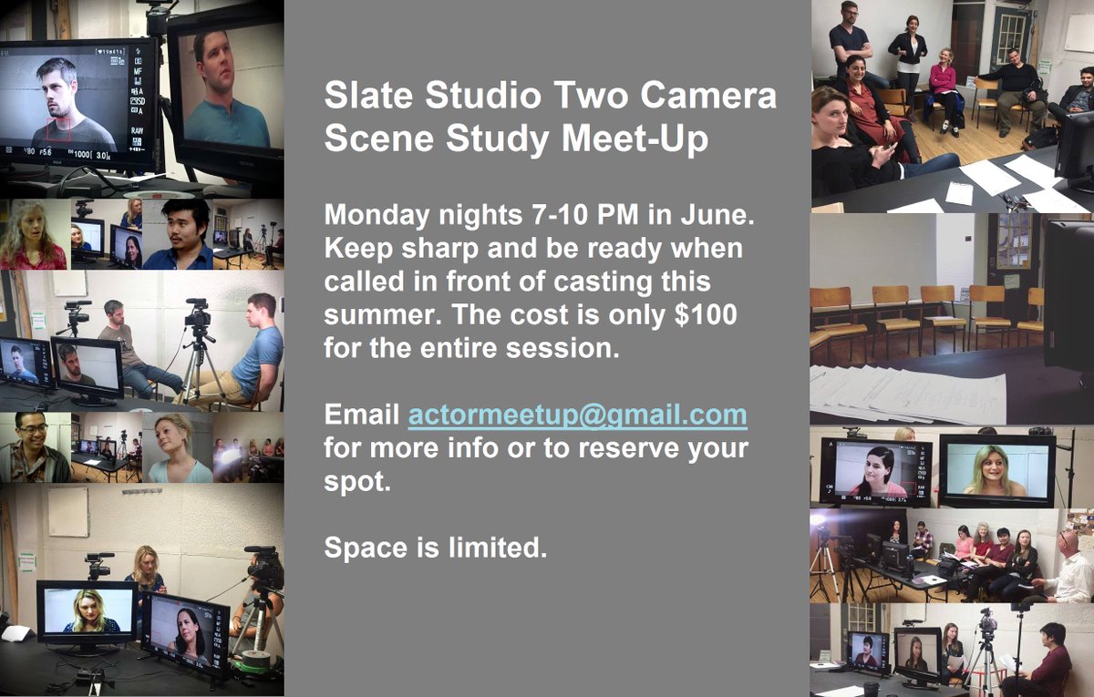 SlateStudioTO's tweet image. Don't be rusty when in front of casting directors this summer. Email: actormeetup@gmail.com 4 more info or to reserve!